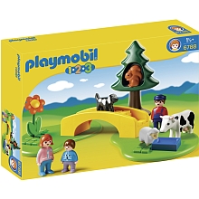 Playmobil 1.2.3 - Famille et animaux de la prairie pour 17