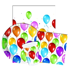 Pochette vaisselle Balloons fiesta pour 8