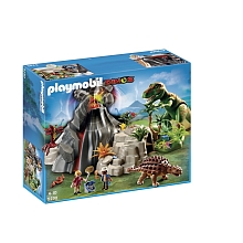 Playmobil - Tyrannosaure et Saichania avec volcan pour 77