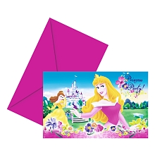 6 cartes d´invitation Disney Princess pour 3